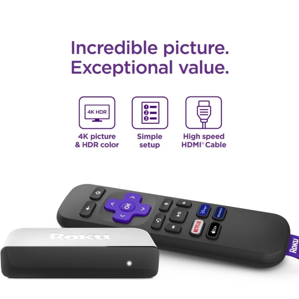 Latest Version Roku Premiere 3920RW HD/4K/HDR Streaming Media Player W Remote